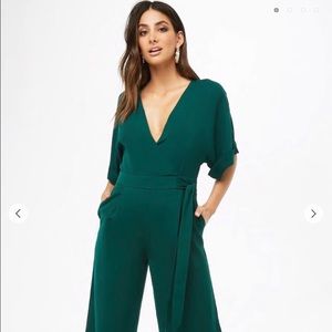 Forest Green Full Length Jumpsuit With Tie